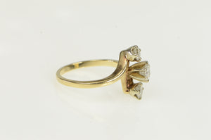 14K 0.78 Ctw 1950's Diamond Bypass Engagement Ring Yellow Gold