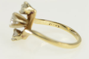 14K 0.78 Ctw 1950's Diamond Bypass Engagement Ring Yellow Gold