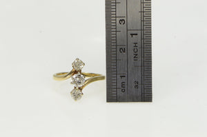 14K 0.78 Ctw 1950's Diamond Bypass Engagement Ring Yellow Gold