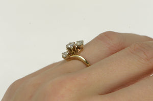 14K 0.78 Ctw 1950's Diamond Bypass Engagement Ring Yellow Gold