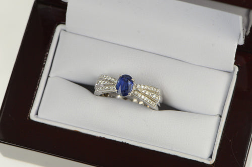 18K 1.40 Ctw F Lau Sapphire Diamond Engagement Ring White Gold