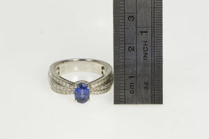 18K 1.40 Ctw F Lau Sapphire Diamond Engagement Ring White Gold