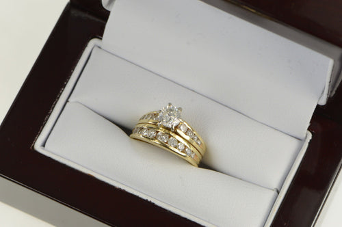 14K 1.10 Ctw Diamond Bridal Set Engagement Ring Yellow Gold