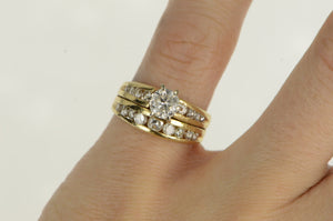 14K 1.10 Ctw Diamond Bridal Set Engagement Ring Yellow Gold