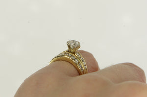 14K 1.10 Ctw Diamond Bridal Set Engagement Ring Yellow Gold