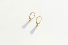 Load image into Gallery viewer, 14K Carved Lace Agate Drop Dangle Vintage Earrings Yellow Gold