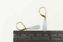 Load image into Gallery viewer, 14K Carved Lace Agate Drop Dangle Vintage Earrings Yellow Gold