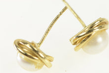 Load image into Gallery viewer, 14K 6.2mm Vintage Pearl Twist Trim Stud Earrings Yellow Gold