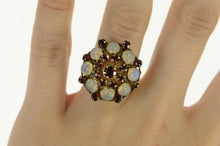 Load image into Gallery viewer, 14K 1960&#39;s Garnet Opal Domed Ornate Cocktail Ring Yellow Gold