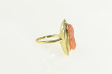 Load image into Gallery viewer, 14K Victorian Coral Carved Cameo Engraved Oval Ring Yellow Gold