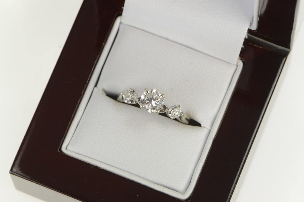 14K 0.84 Ctw 1950's Classic Diamond Engagement Ring White Gold