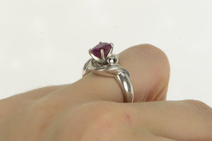 18K 2.60 Ctw Natural Ruby Baguette F, VS Diamond Ring White Gold