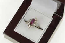 Load image into Gallery viewer, 18K Marquise Ruby Diamond Halo Cluster Vintage Ring White Gold