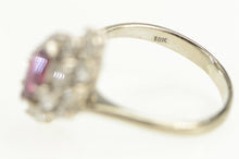 Load image into Gallery viewer, 18K Marquise Ruby Diamond Halo Cluster Vintage Ring White Gold