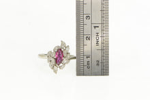 Load image into Gallery viewer, 18K Marquise Ruby Diamond Halo Cluster Vintage Ring White Gold