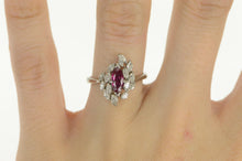Load image into Gallery viewer, 18K Marquise Ruby Diamond Halo Cluster Vintage Ring White Gold