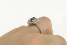 Load image into Gallery viewer, 18K Marquise Ruby Diamond Halo Cluster Vintage Ring White Gold