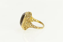 Load image into Gallery viewer, 14K Art Deco Brown Agate Cabochon Ornate Filigree Ring Yellow Gold
