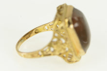 Load image into Gallery viewer, 14K Art Deco Brown Agate Cabochon Ornate Filigree Ring Yellow Gold