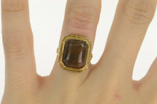 Load image into Gallery viewer, 14K Art Deco Brown Agate Cabochon Ornate Filigree Ring Yellow Gold