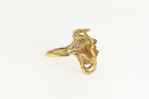 14K Ornate Citrine Geode Raw Cluster Cocktail Ring Yellow Gold