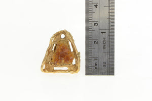 14K Ornate Citrine Geode Raw Cluster Cocktail Ring Yellow Gold