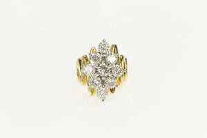 14K 3.50 Ctw Diamond Cluster Zig Zag Statement Ring Yellow Gold