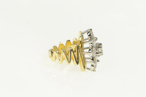 14K 3.50 Ctw Diamond Cluster Zig Zag Statement Ring Yellow Gold