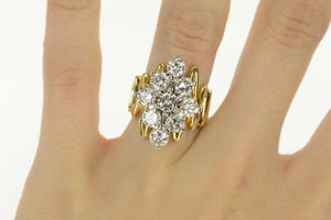 14K 3.50 Ctw Diamond Cluster Zig Zag Statement Ring Yellow Gold