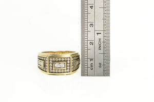 10K 0.84 Ctw Cognac Diamond Squared Statement Ring Yellow Gold