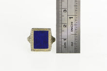 Load image into Gallery viewer, 18K Art Deco Lapis Lazuli Filigree Squared Ring White Gold