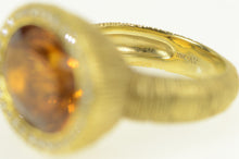 Load image into Gallery viewer, 18K Oval Citrine Diamond Halo Elaborate Textured Ring Yellow Gold