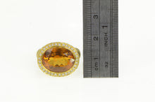 Load image into Gallery viewer, 18K Oval Citrine Diamond Halo Elaborate Textured Ring Yellow Gold