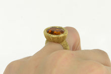 Load image into Gallery viewer, 18K Oval Citrine Diamond Halo Elaborate Textured Ring Yellow Gold