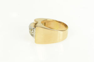 14K Art Deco Diamond Sapphire Ruby Buckle Ring Yellow Gold