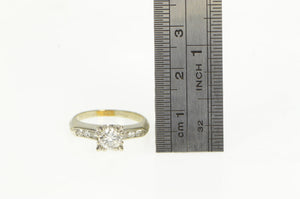 14K 1950's 0.80 Ctw Diamond Engagement Ring White Gold