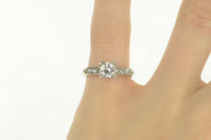 14K 1950's 0.80 Ctw Diamond Engagement Ring White Gold