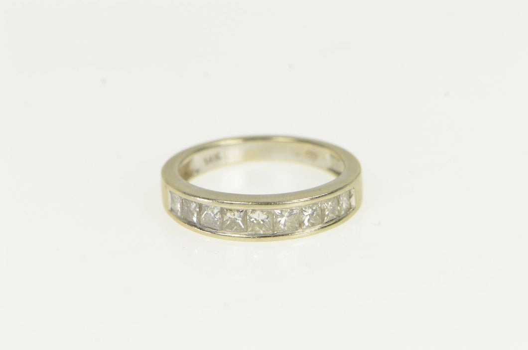 14K 1.00 Ctw Diamond Princess Wedding Band Ring White Gold