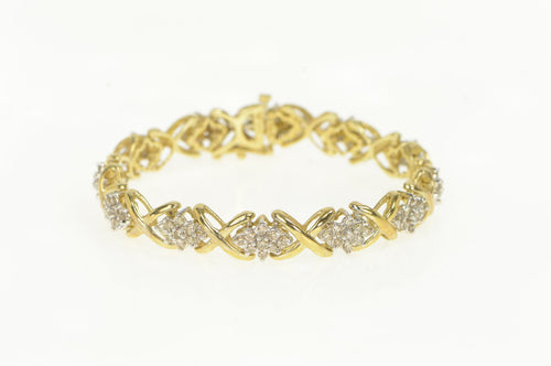 10K 4.00 Ctw Diamond Cluster X Link Tennis Bracelet 7