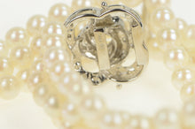 Load image into Gallery viewer, 14K 1940&#39;s Diamond Pearl Ornate Swirl Layered Bracelet 8&quot; White Gold