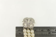 Load image into Gallery viewer, 14K 1940&#39;s Diamond Pearl Ornate Swirl Layered Bracelet 8&quot; White Gold