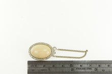 Load image into Gallery viewer, 18K Oval Coral Cabochon Diamond Halo Clasp White Gold