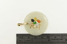 Load image into Gallery viewer, 14K Jadeite Palm Tree Cluster Tropical Motif Pendant Yellow Gold