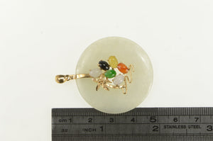14K Jadeite Palm Tree Cluster Tropical Motif Pendant Yellow Gold