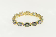 Load image into Gallery viewer, 14K Oval Faceted Mystic Topaz Statement Bracelet 6.25&quot; Yellow Gold
