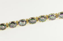 Load image into Gallery viewer, 14K Oval Faceted Mystic Topaz Statement Bracelet 6.25&quot; Yellow Gold