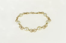 Load image into Gallery viewer, 14K Pearl Vintage Swirl Vintage Statement Bracelet 7.75&quot; Yellow Gold