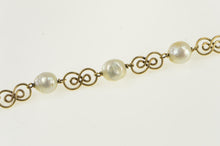 Load image into Gallery viewer, 14K Pearl Vintage Swirl Vintage Statement Bracelet 7.75&quot; Yellow Gold