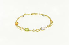 Load image into Gallery viewer, 14K Amethyst Citrine Topaz Peridot Chain Bracelet 7&quot; Yellow Gold