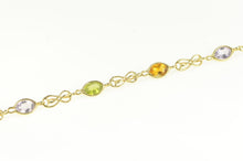 Load image into Gallery viewer, 14K Amethyst Citrine Topaz Peridot Chain Bracelet 7&quot; Yellow Gold